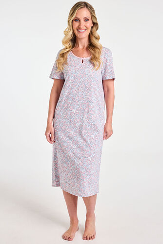 100% Cotton Floral Nightdress with Keyhole Detail