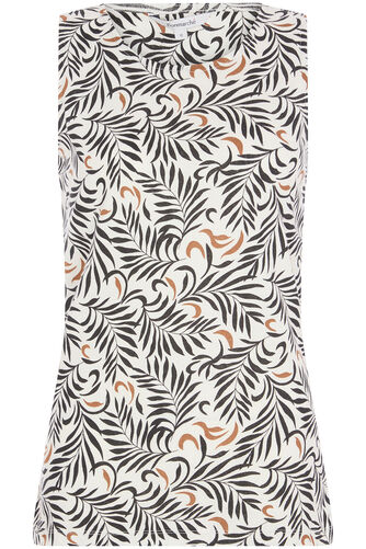 Scoop Neck Leaf Print Vest