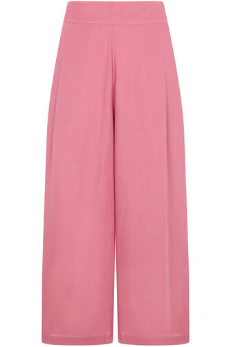 Autonomy - Flat Front Linen Cropped Trousers