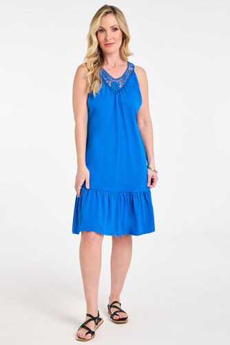 Sleeveless Broderie Neckline Dress