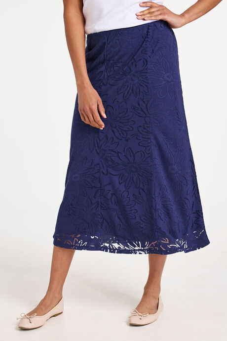 Large Floral Burnout Godet Skirt