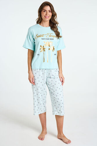 Palm Tree Print 3/4 Length Pyjama Set