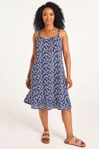 Dotty Leaf Print Frill Hem Sundress