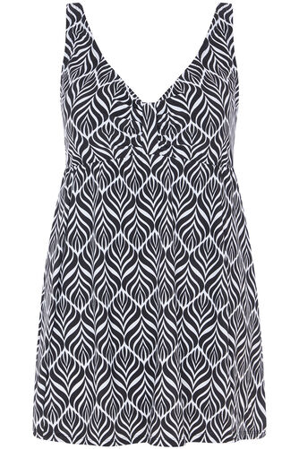 Geo Leaf Print Tab Front Swimdress