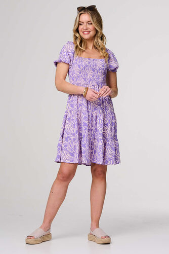 Izabel London - Printed Short Bardot Smock Dress