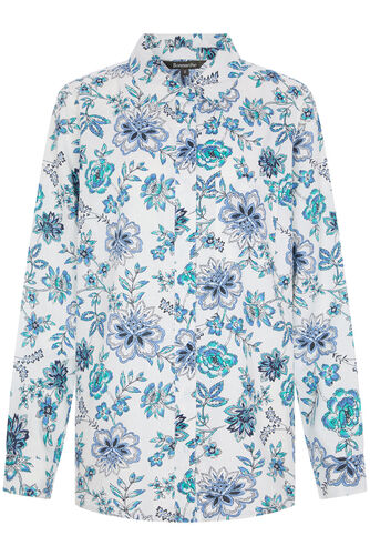 Long Sleeve Paisley Floral Print Linen Blend Shirt