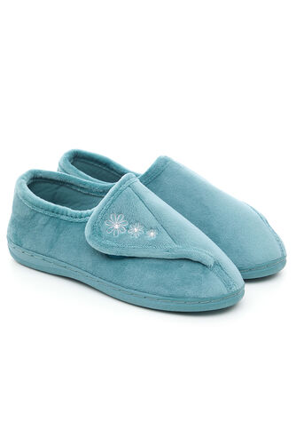 Embroidered Touch Fasten Floral Slippers