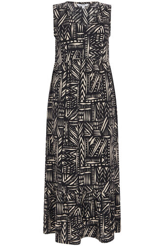Patchwork Print Tiered Hem Crinkle Dress