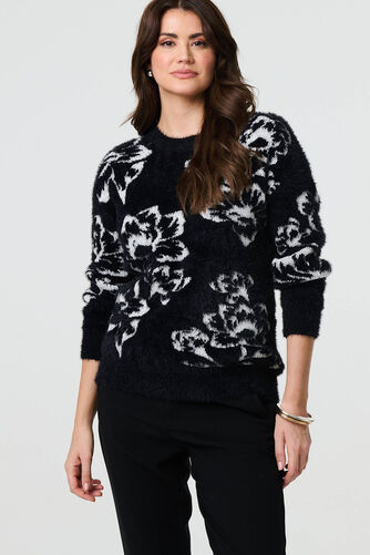 Izabel London – Floral Soft Knit Long Sleeve Jumper