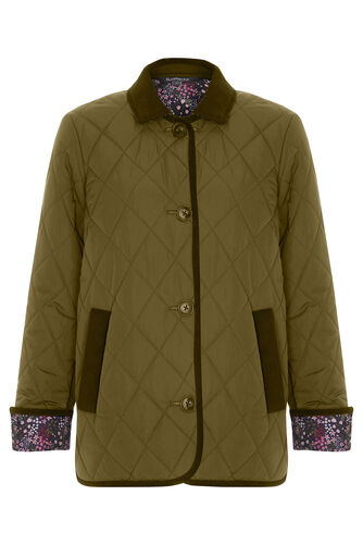 Cord Collared Jacket with Printed Lining