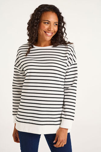 Dash – Stripe Print Drop Shoulder Sweatshirt