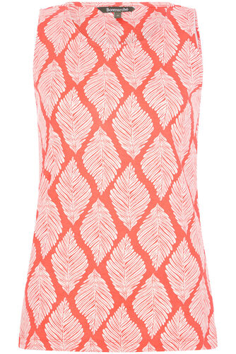Sleeveless Geo Leaf Print Scoop Neck Vest
