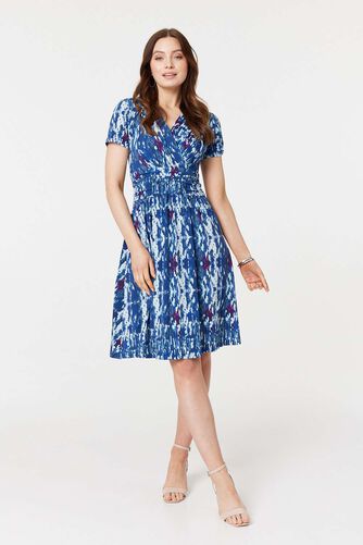 Izabel London - Tie Dye Faux Wrap Short Dress