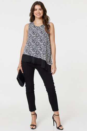 Izabel London – Printed Asymmetric Sleeveless Tunic Top