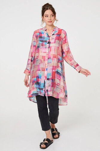 Izabel London – Printed Long Sleeve Semi Sheer Shirt