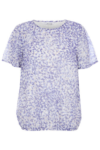 Animal Print Pintuck Bubble Hem Blouse