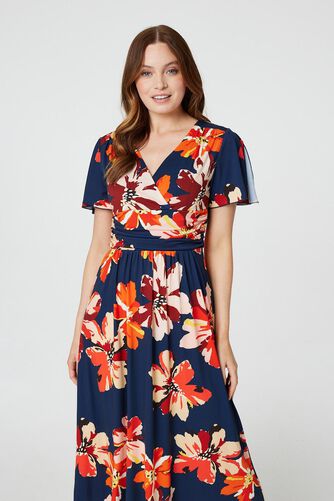 Izabel London - Floral Ruched Waist Maxi Dress