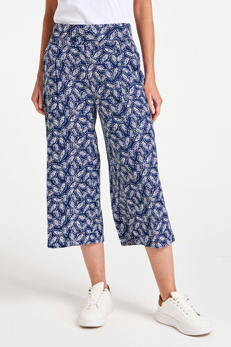 Dotty Leaf Print Cropped Trousers
