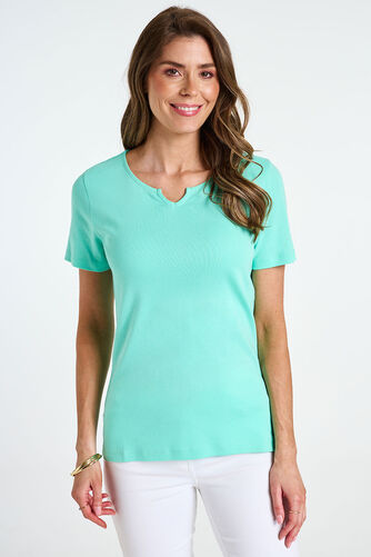 Plain Notch Neck T-Shirt