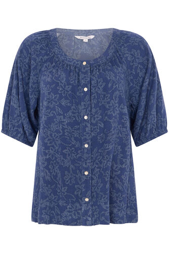 Tonal Floral Button Through Blouse