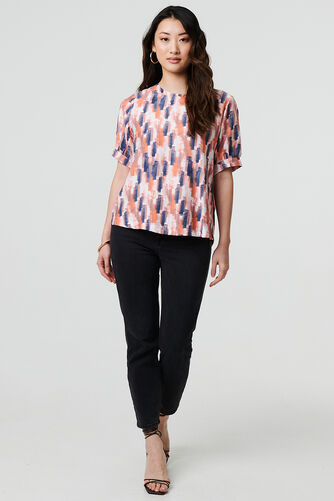 Izabel London – Printed 1/2 Turn-Up Sleeve Blouse