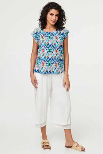 Izabel London – Printed Cap Sleeve Relaxed Blouse Top