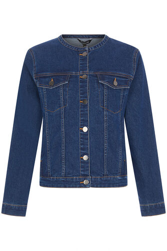 Collarless Denim Jacket