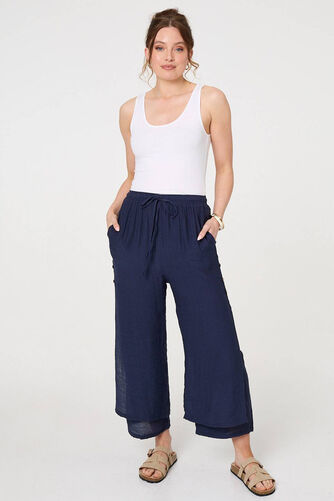 Izabel London – High Waist Side Split Layered Trousers