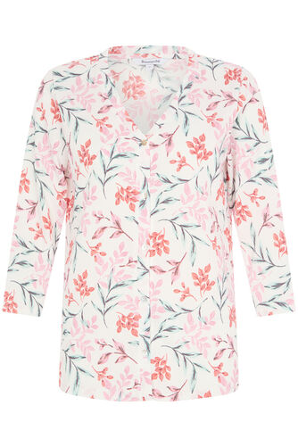 Floral Print Button Through Textured Shirt