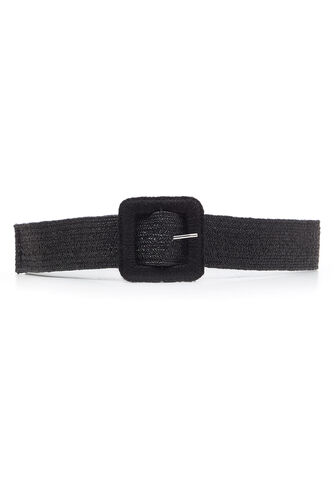 Black Stretch Weave Belt with Square Buckle