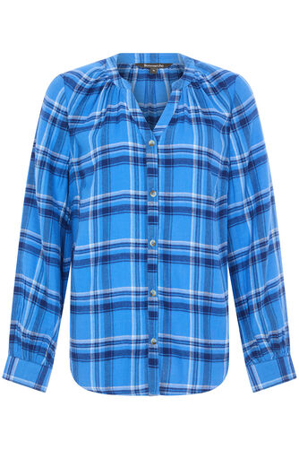 Long Sleeve Collarless Check Shirt