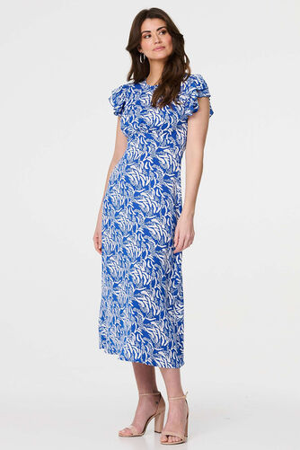 Izabel London - Printed Frill Cap Sleeve Midi Dress