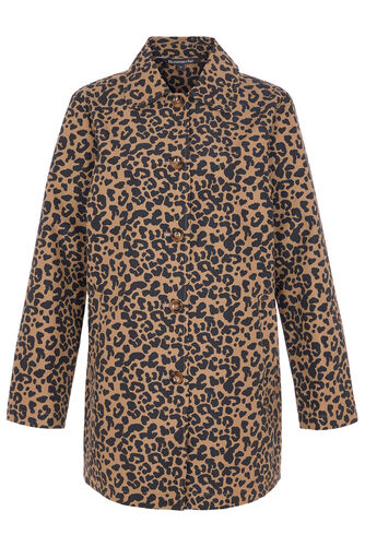 Animal Print Collared Button Through Coat