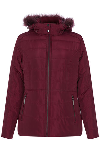 Short Padded Fur Hood Coat