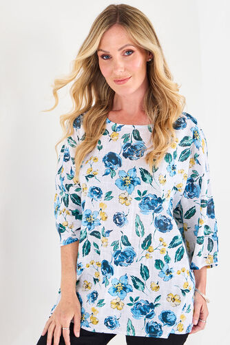 3/4 Sleeve Floral Print Top