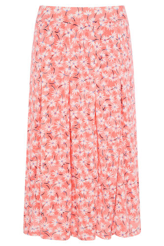 Floral Print Burnout Godet Skirt