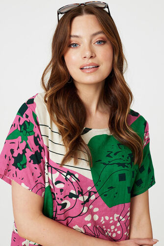 Izabel London - Printed Short Sleeve Relaxed Tunic Dress