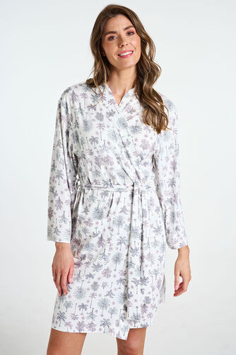 All Over Palm Tree Print Robe