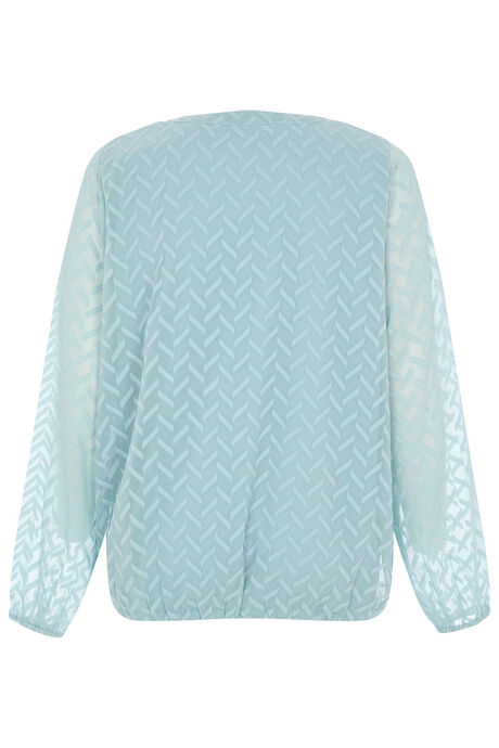 Long Sleeve Jacquard Bubble Hem Blouse