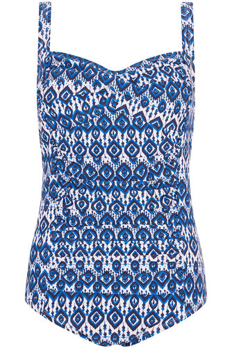 Ikat Print Ruched Front Swimsuit