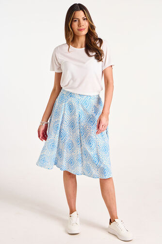 Tile Print Linen Flippy Skirt