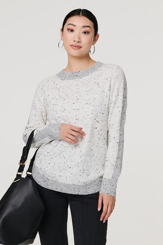 Izabel London – Colour Block Long Sleeve Curve Hem Jumper