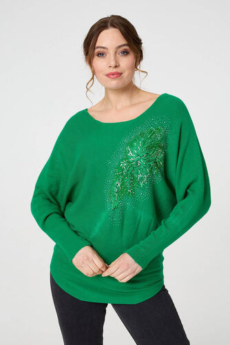 Izabel London – Diamante Embroidered Long Sleeve Top