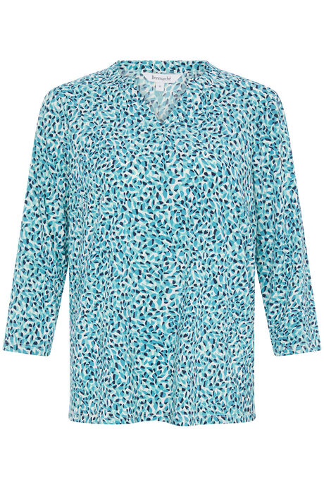 Leaf Print Notch Neck Top