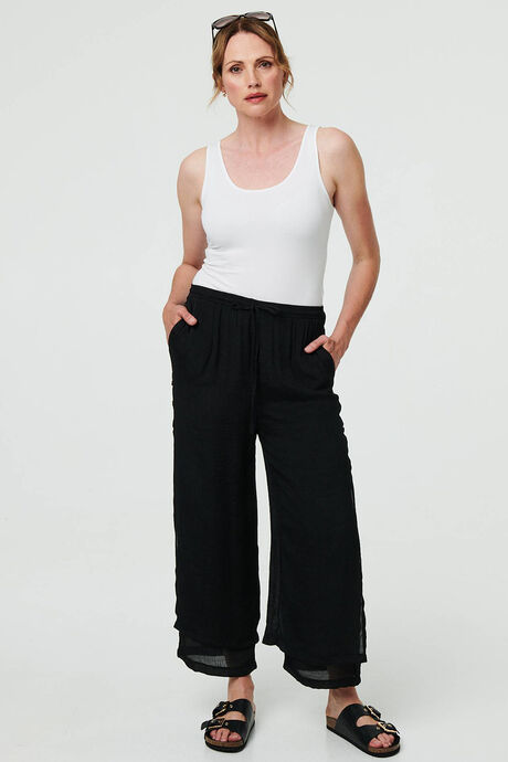 Izabel London – High Waist Side Split Layered Trousers