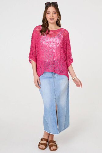 Izabel London – Crochet Knit Texture Batwing Sleeve Top