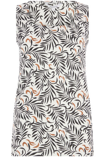 Square Neck Leaf Print Vest