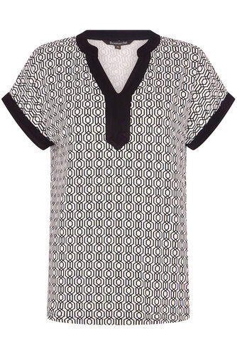 Mono Chain Print Notch Neck Overhead Shirt