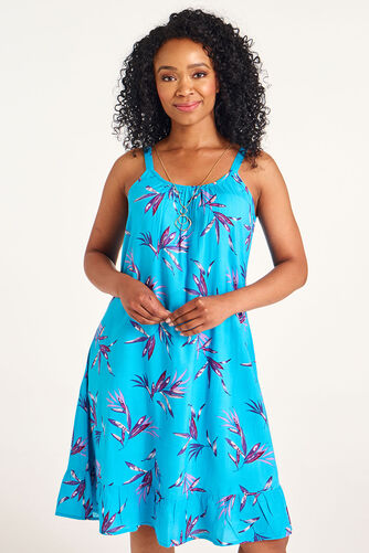 Palm Print Frill Hem Sundress