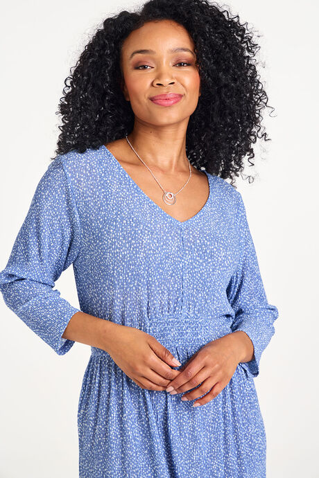 Dash Spot Print Plisse Dress